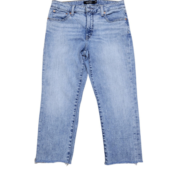 Lauren Ralph Lauren Women Raw Hem Capri Jeans Black Label 8 Waist 30" Inseam 23" - Picture 1 of 7